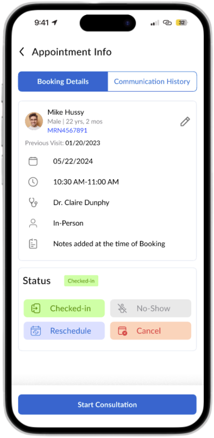 MDPlix patient details and medical records management screen